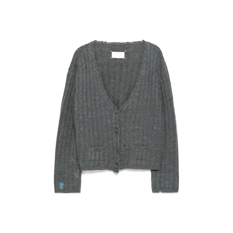 Maison Margiela Distressed Plunging Cardigan-0