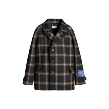 Maison Margiela Double Breasted Pendleton Peacoat