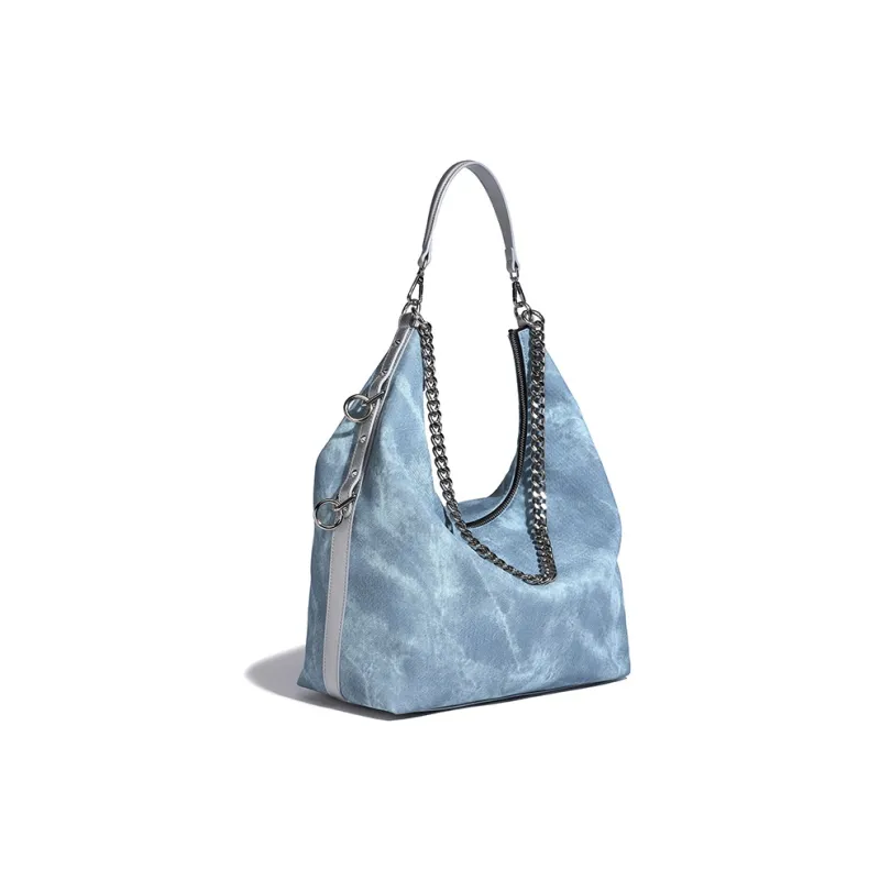 Vigno Synthetic Leather Tote Shoulder Armpit Bag Women's Blue/Dark Blue-1