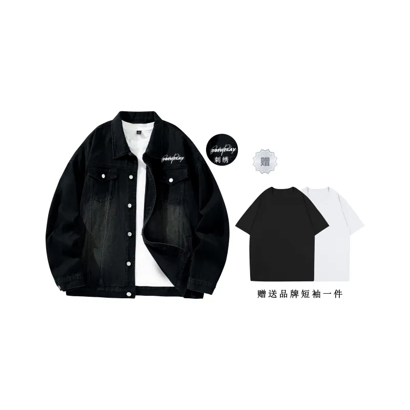 BOTH PLAY Denim Jacket Comes With Short Sleeved T Shirt Unisex-11