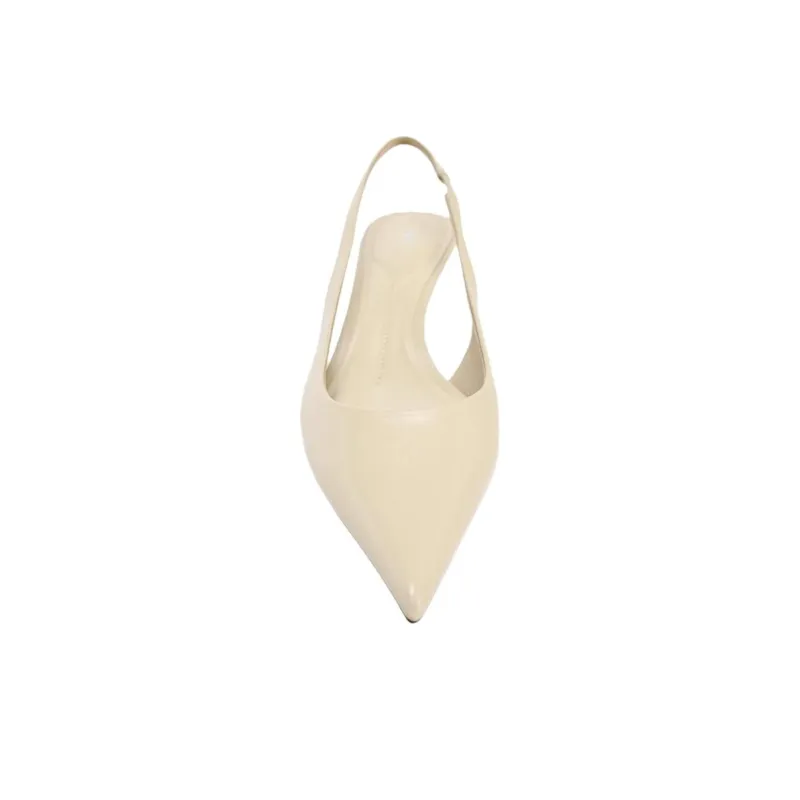 ZARA Slim Heel High Heels 5cm Women's Light Beige Yellow-3