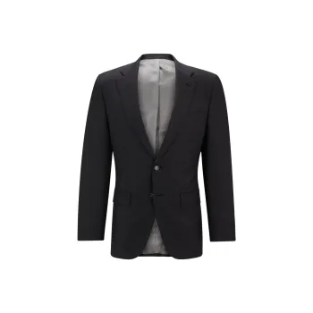HUGO BOSS Slim Fit Jacket In Virgin Wool With Stretch Business Suit Men's Gray