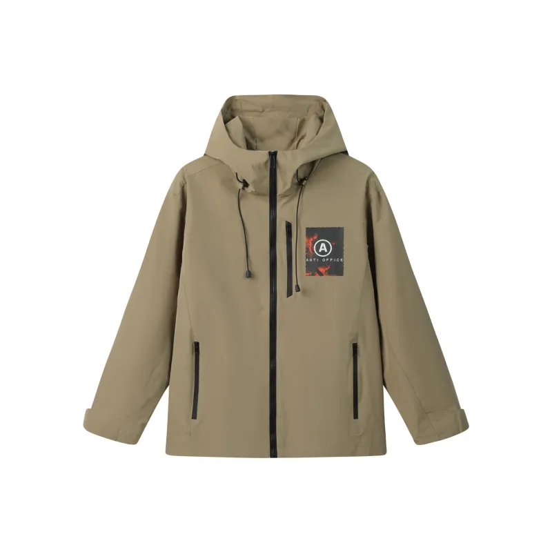 Antioffice Lace-Up Windproof Windbreaker Jacket Men's-7