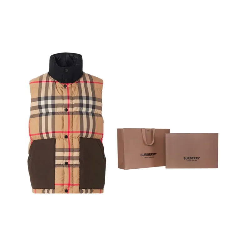 Burberry Check Print Padded Down Vest-5