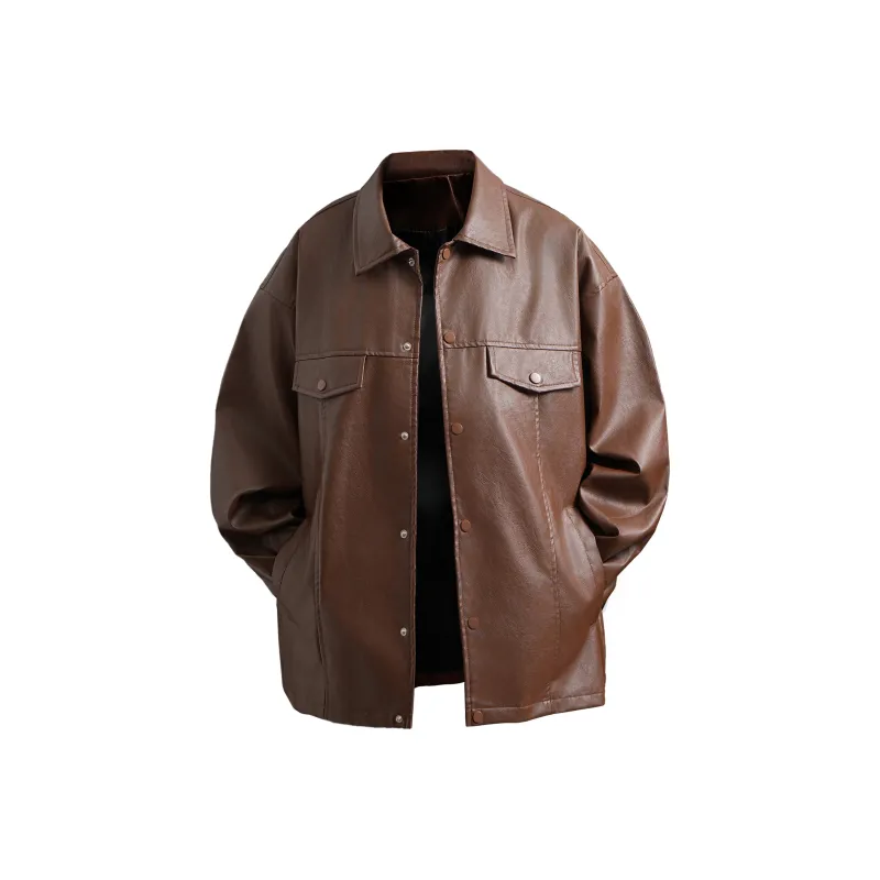 ZMOH Vintage Leather Jacket Unisex Couple's-10