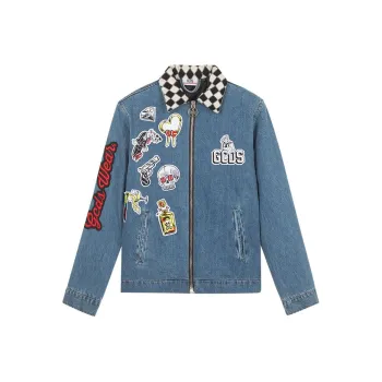 GCDS Denim Jackets Men Light Blue