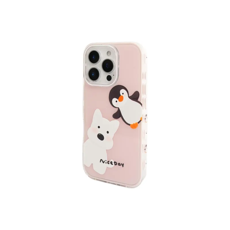 Sopi Acrylic Material 2 in 1 West Highland Penguin Phone Cases Compatible With IPhone 16/15 Pro Max/Apple 13/14 Pro/Max-4