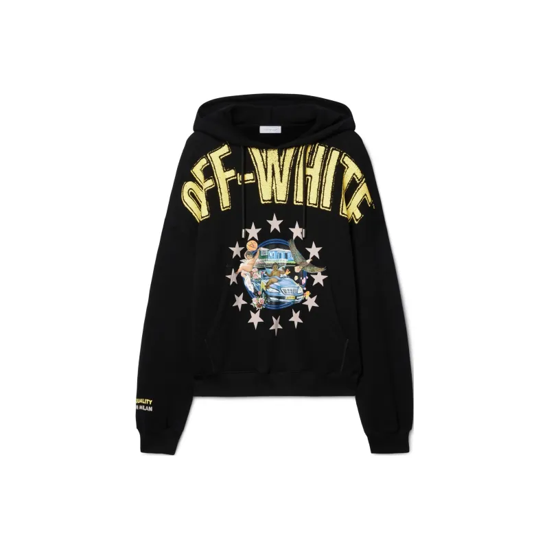 OFF WHITE Fresco Star Oversized Drawstring Hoodie-0