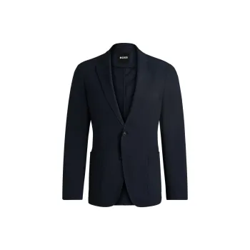 HUGO BOSS Slim Fit Jacket In Wrinkle Resistant Jackets & Coats Men's Dark Blue