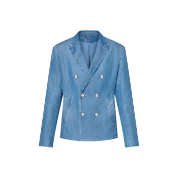 LOUIS VUITTON Double Breasted Tailored Chambray Jacket