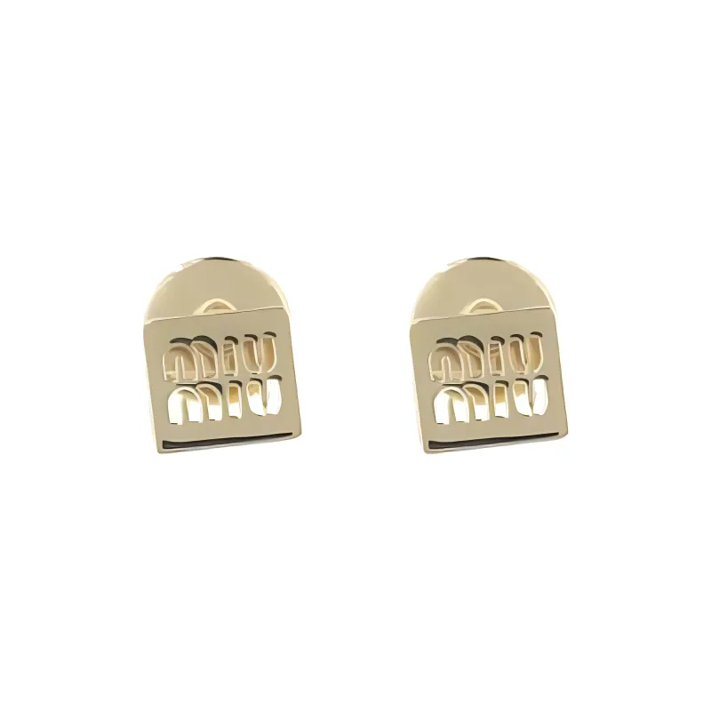 MIU MIU Brass Stud Earrings Women's Gold-1