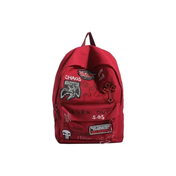 Aini Rabbit Canvas Backpack Unisex Red/Black