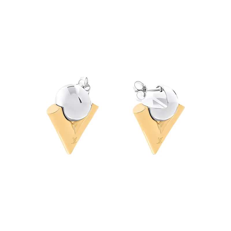 LOUIS VUITTON V For Vuitton Pearl And Metal Earrings-2