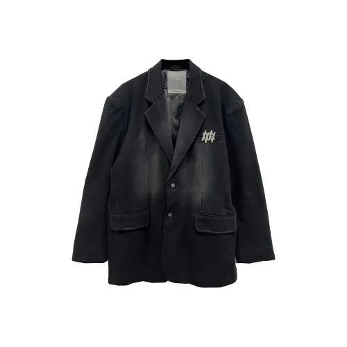 VANN VALRENCÉ Business Suits Coats Unisex Washed Black