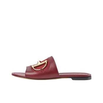 GUCCI Horsebit Quiet Slide Slippers Women's Burgundy