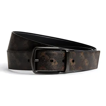 COACH Cow Leather Belts Unisex Brown Width 3.8CM