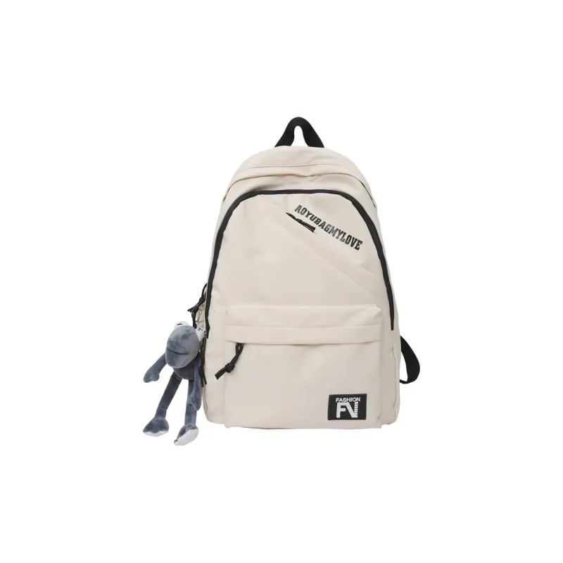 OUZIHUANG Nylon Backpack Unisex Black/Ecru/Red/Blue-5
