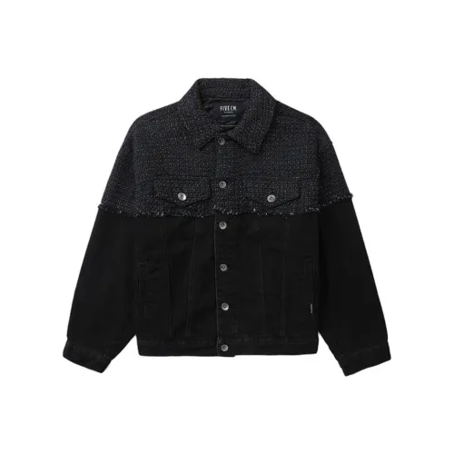 FIVE CM Spread-collar Tweed-panel Jacket