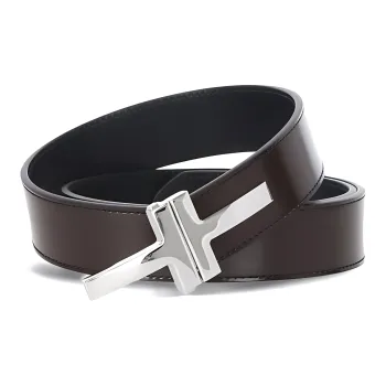 TOM FORD Logo Identification Leather Belts Men's Brown Width 3.2cm