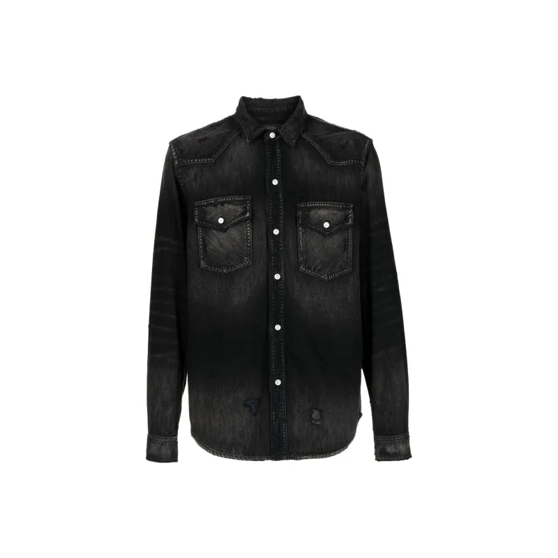 AMIRI Camo Applique Denim Shirt-0