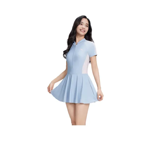 Anta One piece Swimsuit Women's Light Blue/Pink