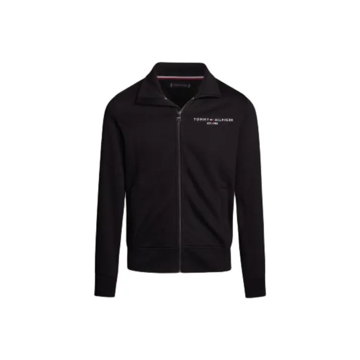 Tommy Hilfiger Logo Zip Thru High Neck Sweatshirt Jackets & Coats Men's Black-0