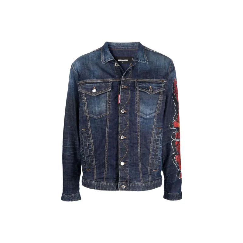 DSQUARED2 Graffiti Logo print Denim Jacket-0