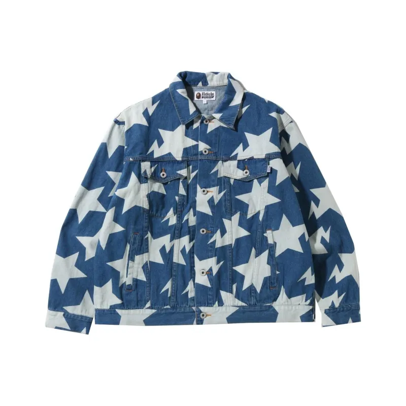 A BATHING APE Sta Pattern Loose Fit Denim Jacket-3