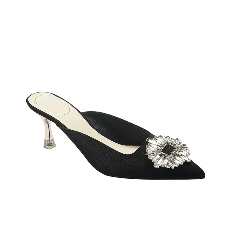 TADSW Rubber Sole Abrasion Resistant Closed Toe Slippers Women's Black-1