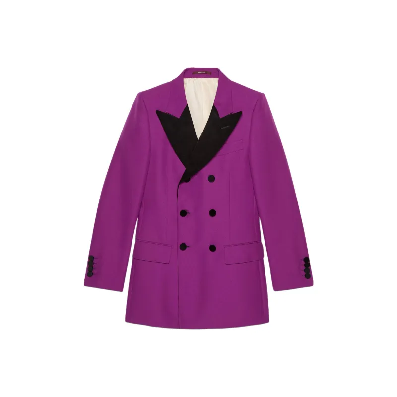 GUCCI Double-breasted Velvet Blazer-0