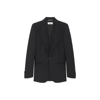 SAINT LAURENT Grain De Poudre Wool Single breasted Blazer