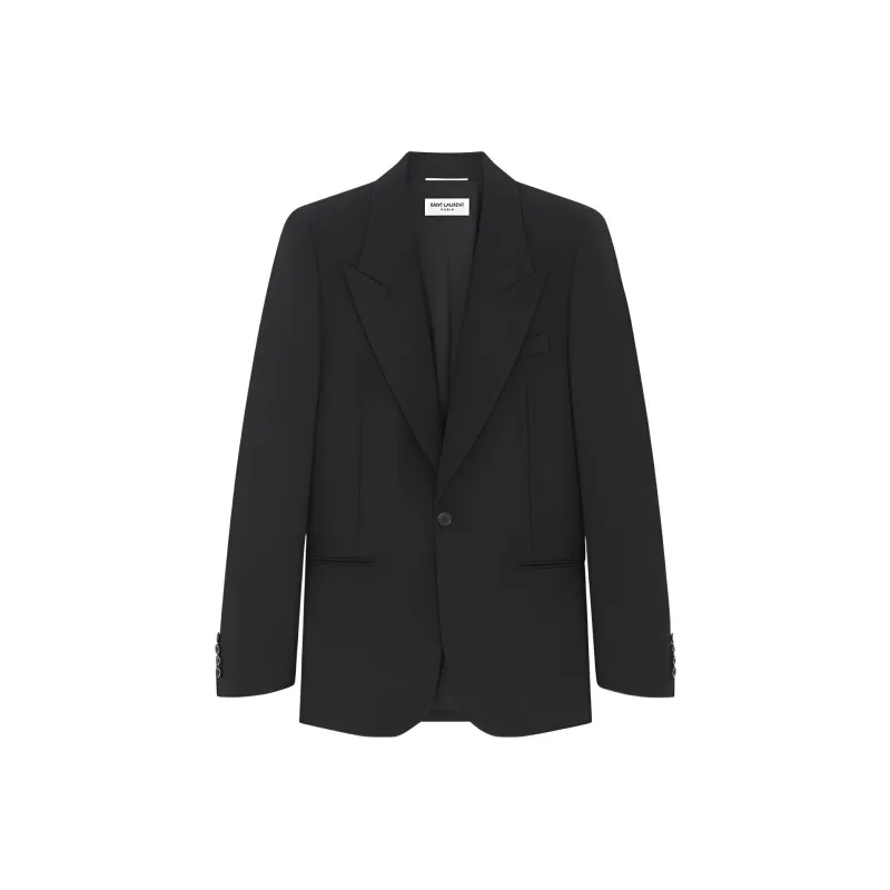 SAINT LAURENT Grain De Poudre Wool Single breasted Blazer-0