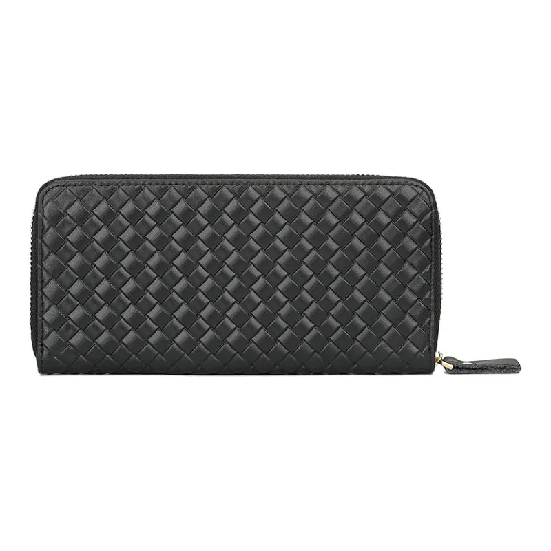 VIHUS Top Grain Cow Leather Clutch Wallet Unisex Black/Brown-1