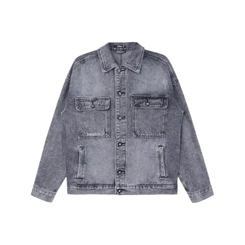 KIKC Denim Jackets Men Dark Gray
