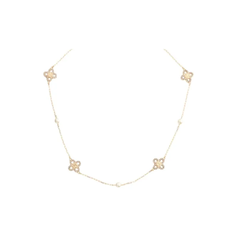 TORY BURCH Kira Clover Pearl Necklace-0
