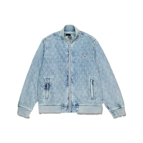 LI-NING 1990 Denim Jackets Men Soft Gray Blue