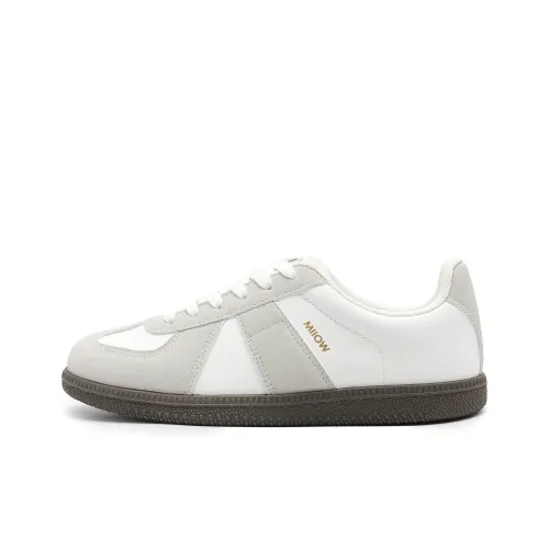 MIIOW German Army Trainers Lightweight Low Top Skateboard Shoes Women's White