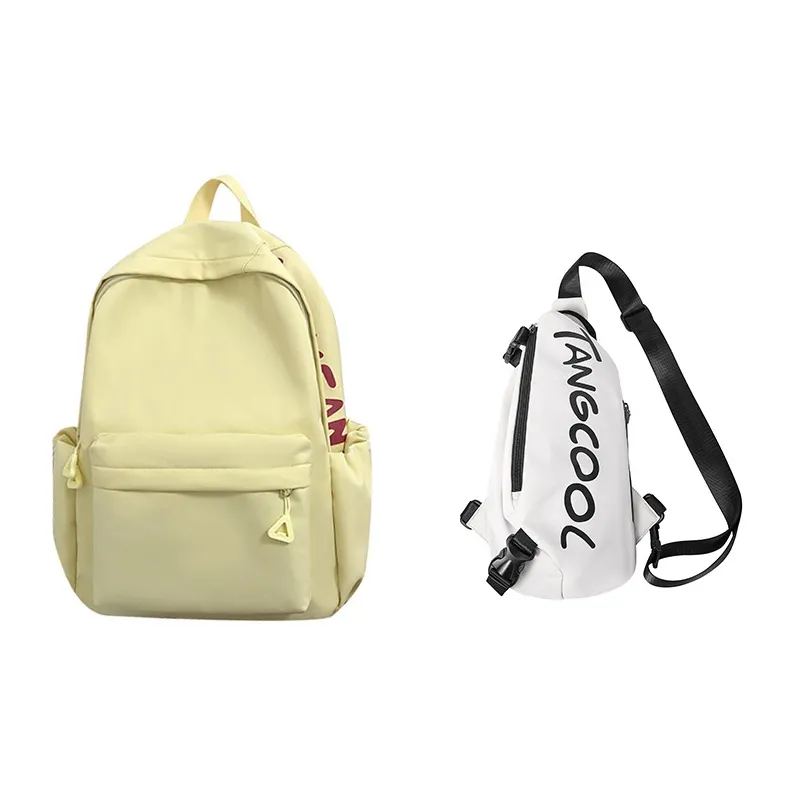 TANGCOOL Nylon Backpack Unisex White/Black/Pink/Blue/Yellow-55