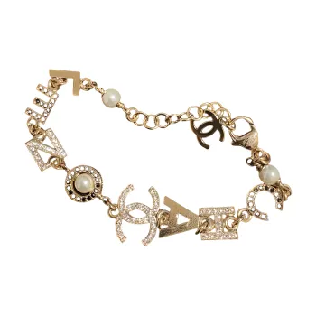 CHANEL Faux Diamond Bracelets Women's Gold