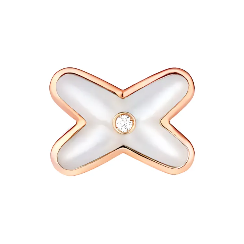 Chaumet Mother Of Pearl 18K Rose Gold, Diamond Stud Earrings Women's-0