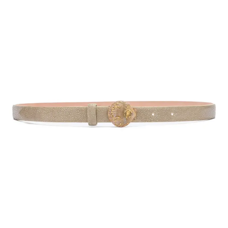 Roberto Cavalli Calfskin Leather Belts Women's Light Beige -0
