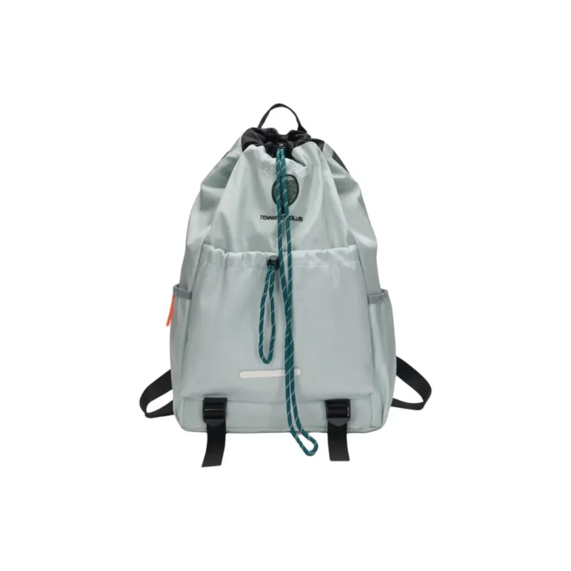 OURFUN Washed Cloth Backpack Unisex Black/Light Green-3