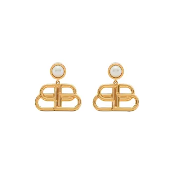 Balenciaga Pearl Gold Earrings Women's Gold