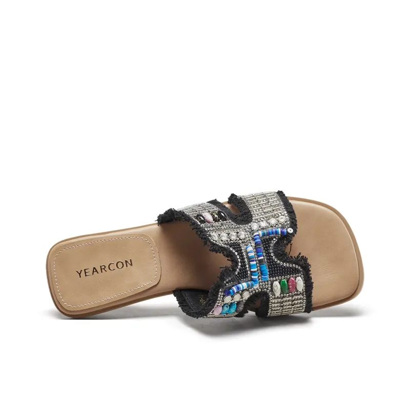 YEARCON Slide Slippers Women's Apricot, Light Blue-10