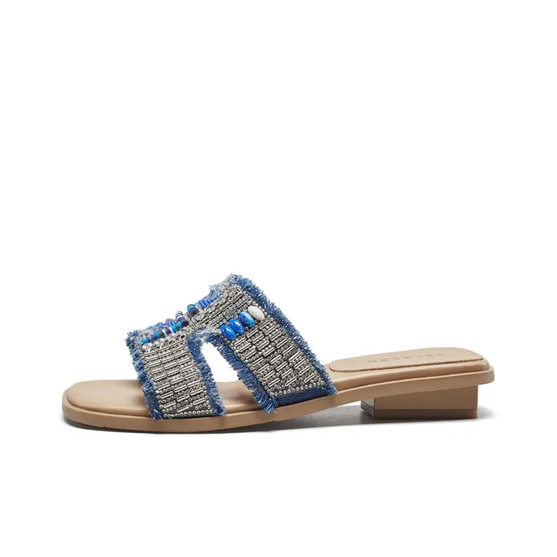 YEARCON Slide Slippers Women's Apricot, Light Blue-4
