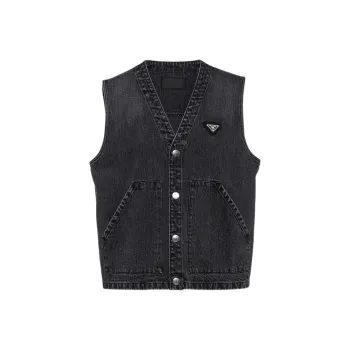 PRADA Triangle logo Denim Vest
