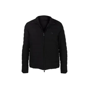 EMPORIO ARMANI Quilted Nylon Full zip Down Jacket With Eagle Logo Patch