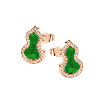 Qeelin Wulu Earrings Women's Rose Gold/Green