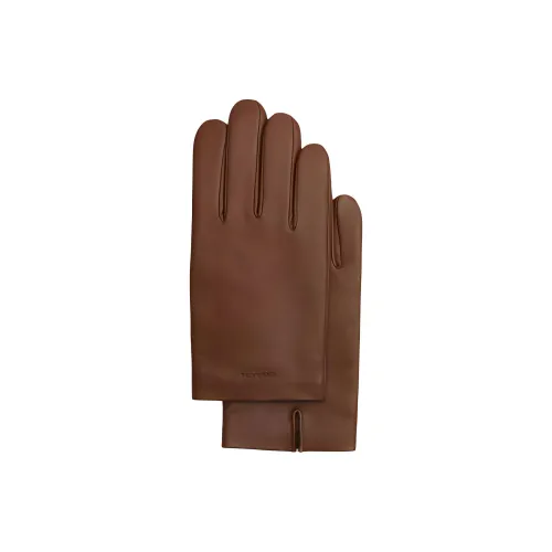 COACH Leather Gloves Unisex Brown