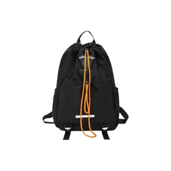 OURFUN Washed Cloth Backpack Unisex Black/Light Green